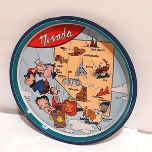 NEW 1992 PAINTED METAL MGM GRAND HOTEL CASINO BETTY BOOP POPEYE TRAY